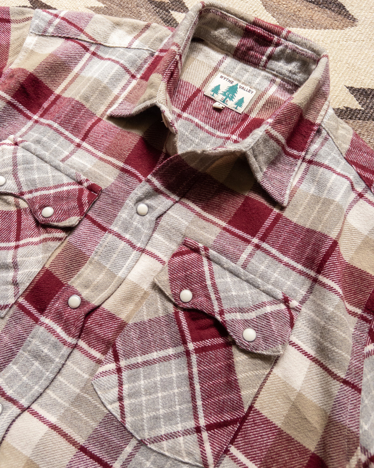 Washed Flannel Pearlsnap Shirt - Merlot Plaid