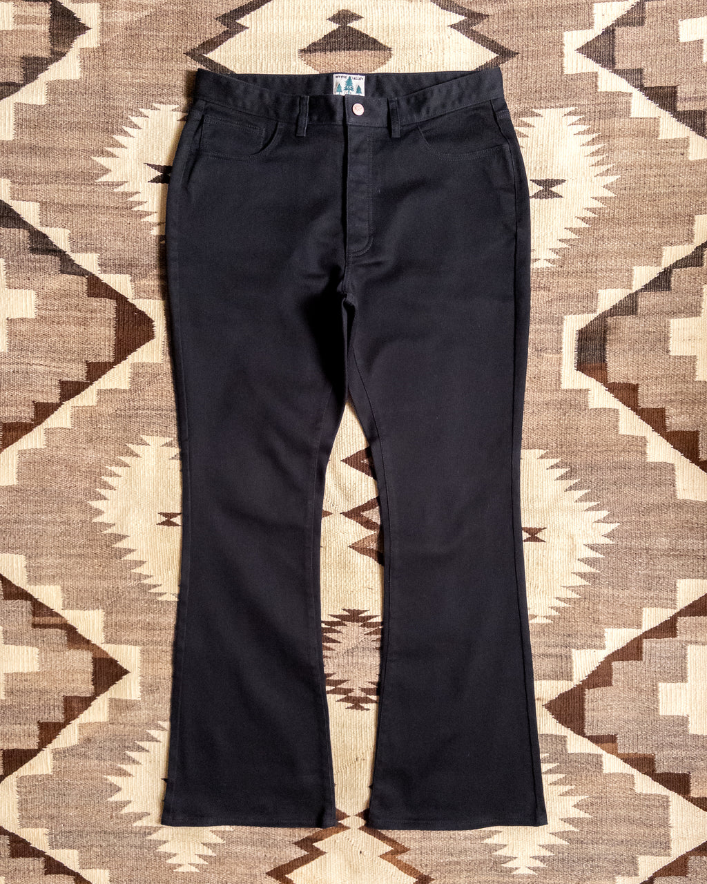 Flared Bedford Cord Five Pocket Pants - Black