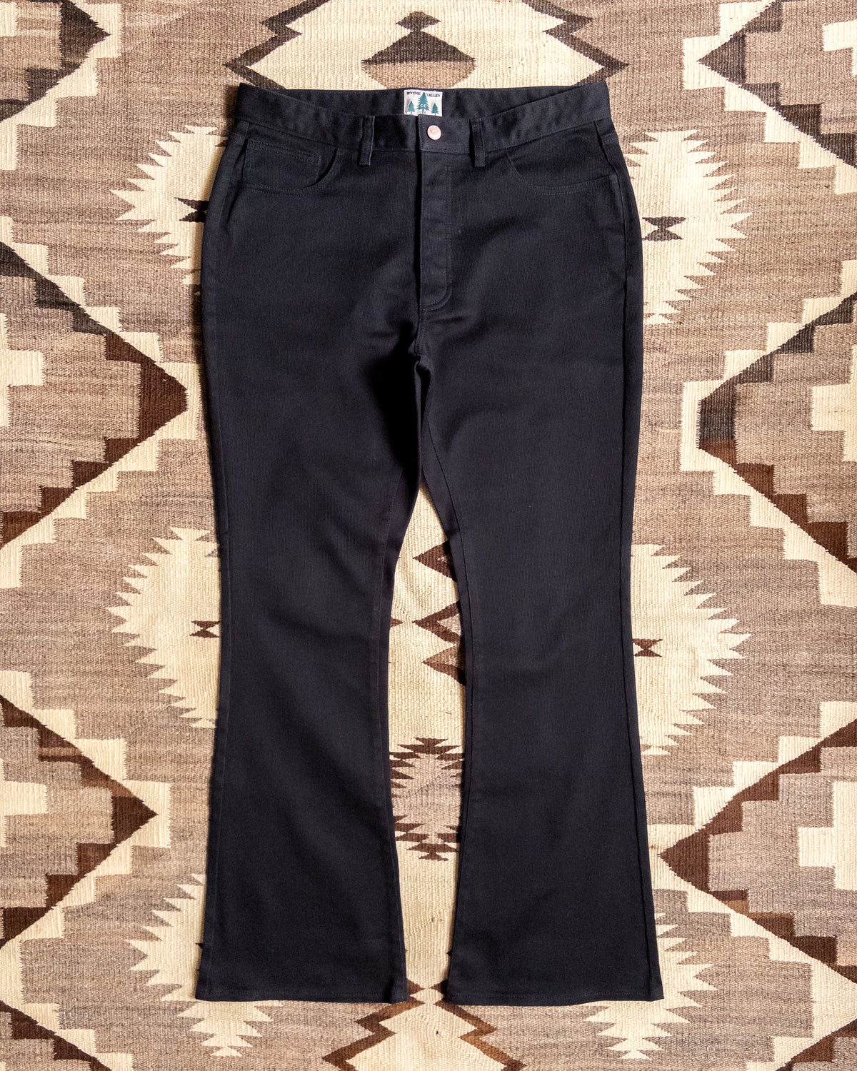 Flared Bedford Cord Five Pocket Pants - Black