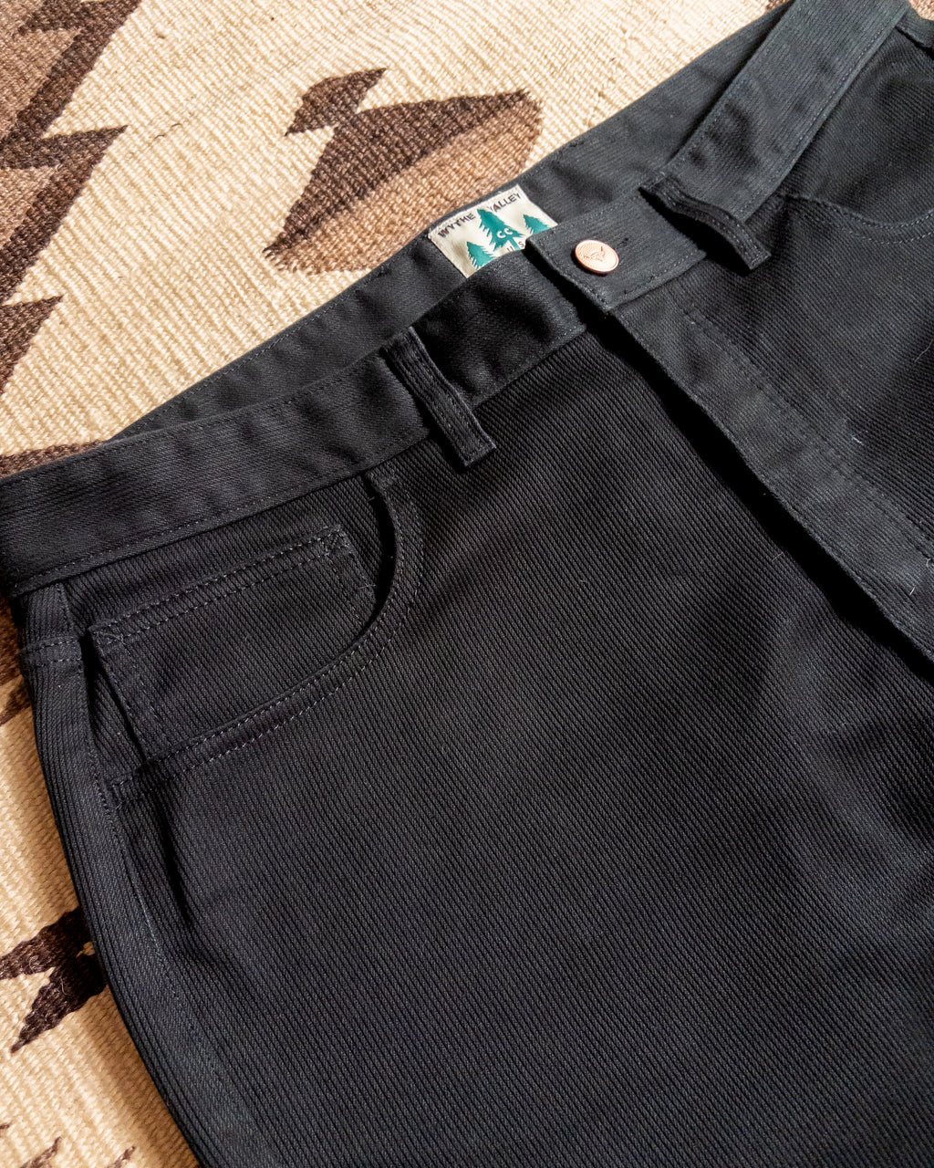 Flared Bedford Cord Five Pocket Pants - Black
