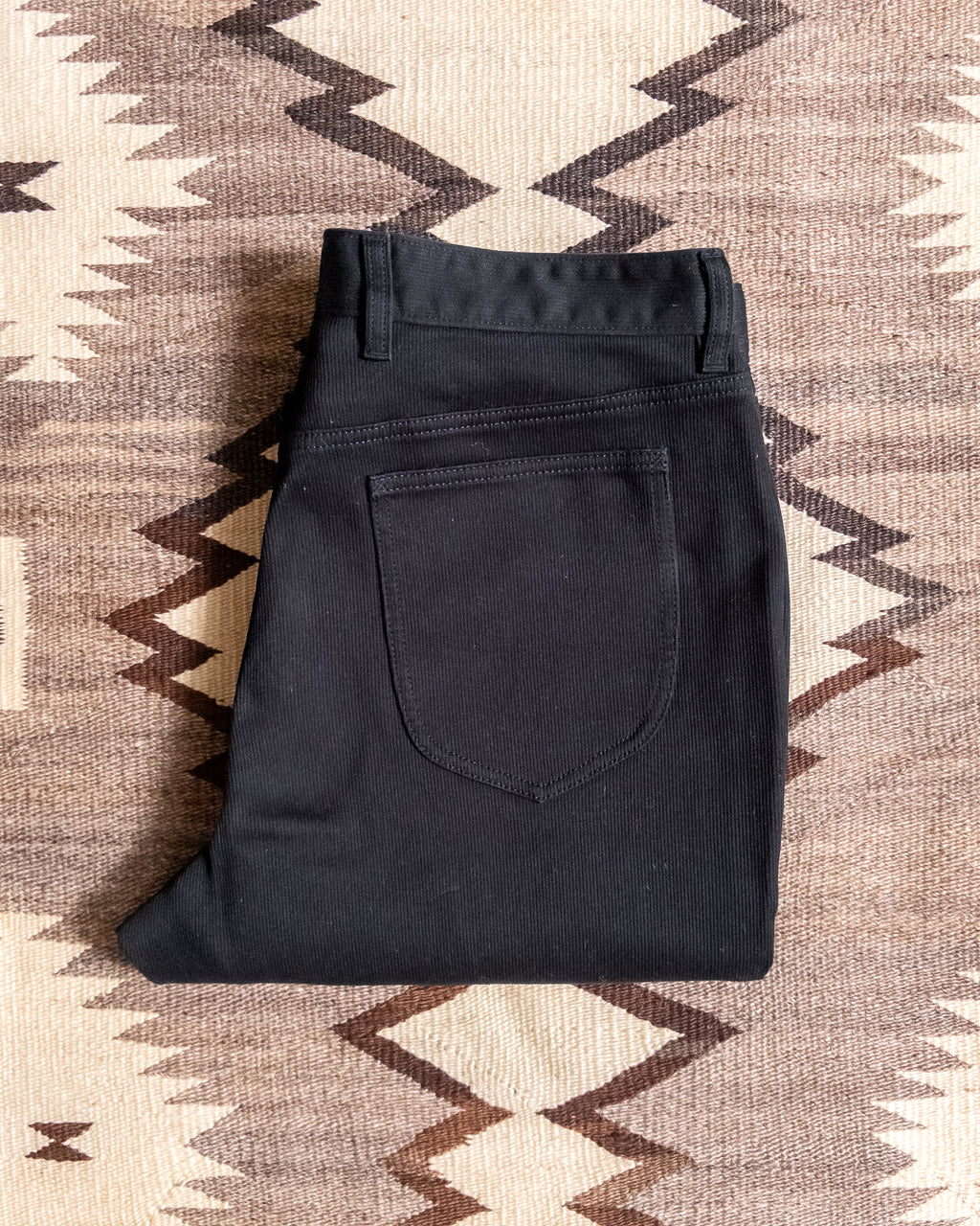 Flared Bedford Cord Five Pocket Pants - Black