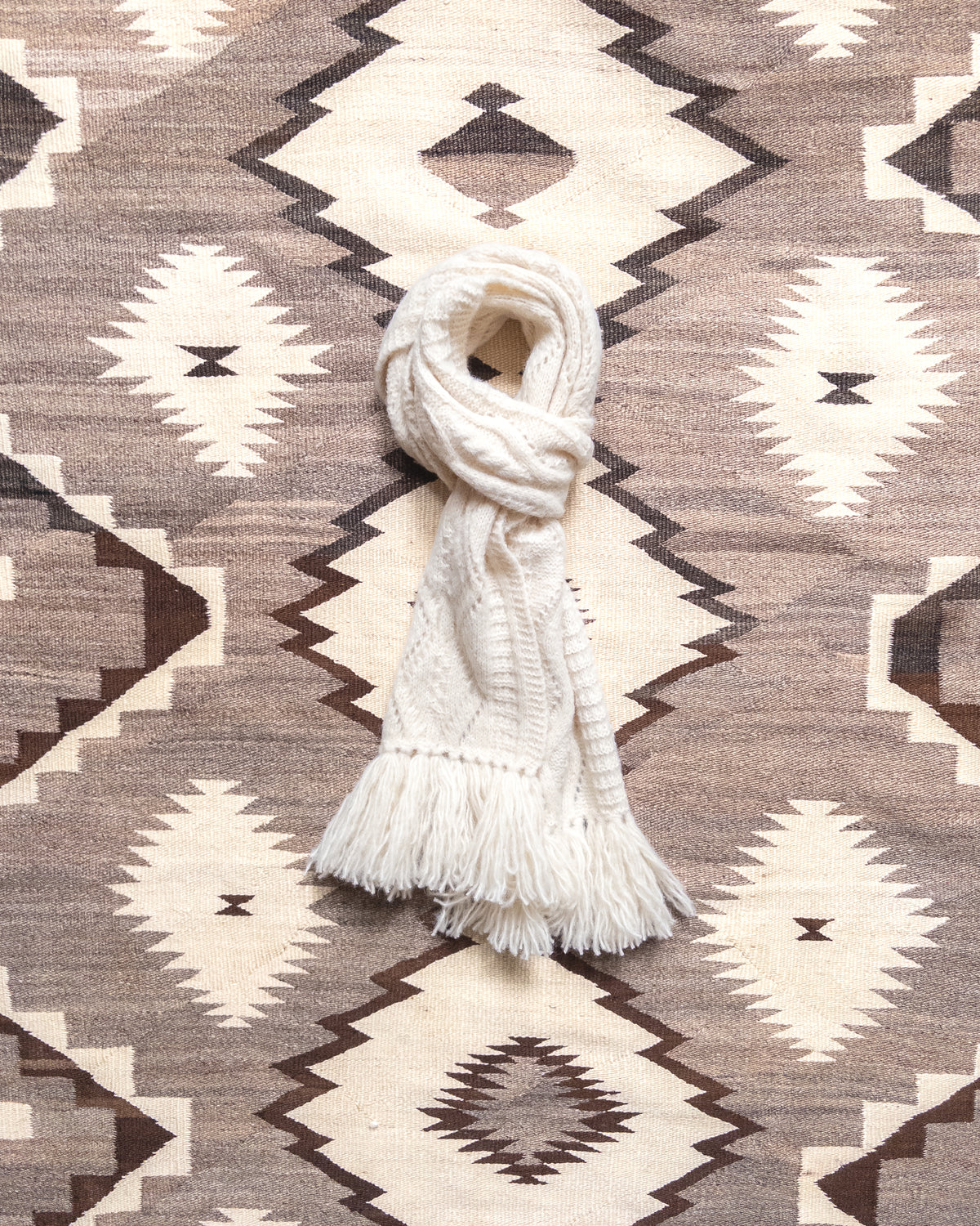 Wythe New York Alpaca Aran Knit Scarf - Cream