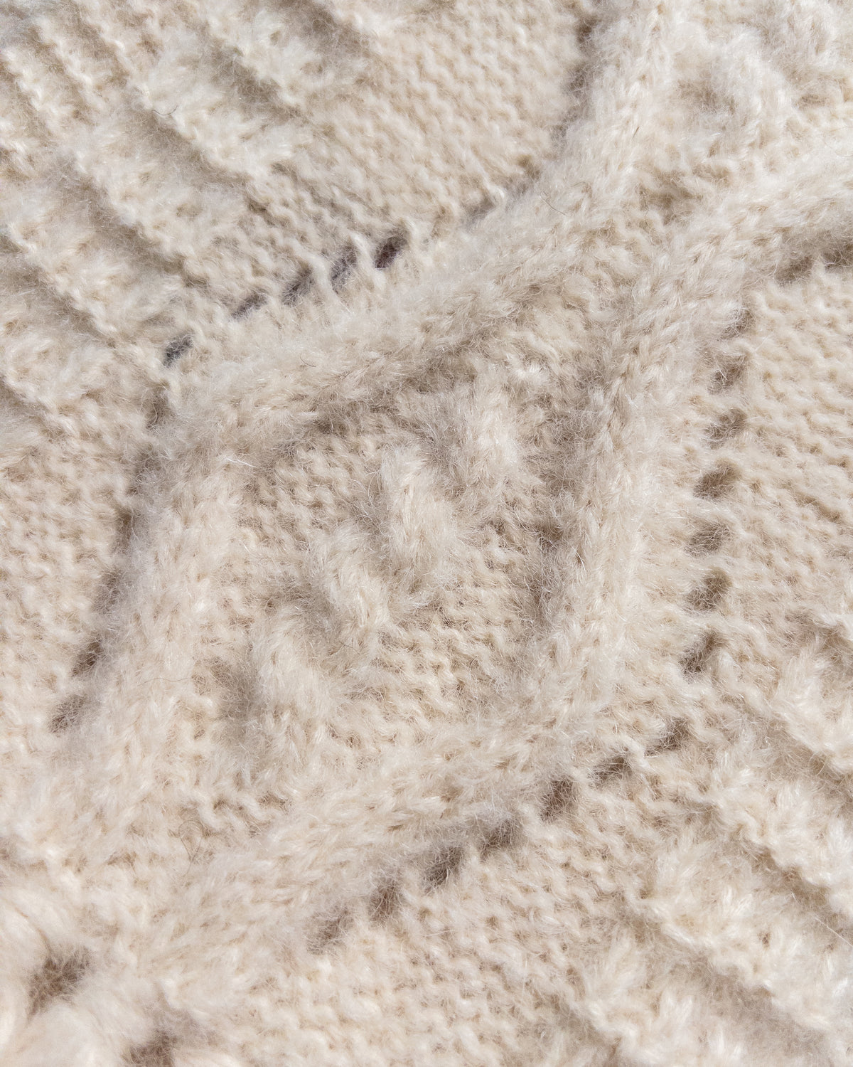 Alpaca Aran Knit Scarf - Cream
