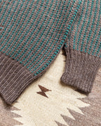 Two-Tone Crewneck Sweater - Forest Green/Taupe