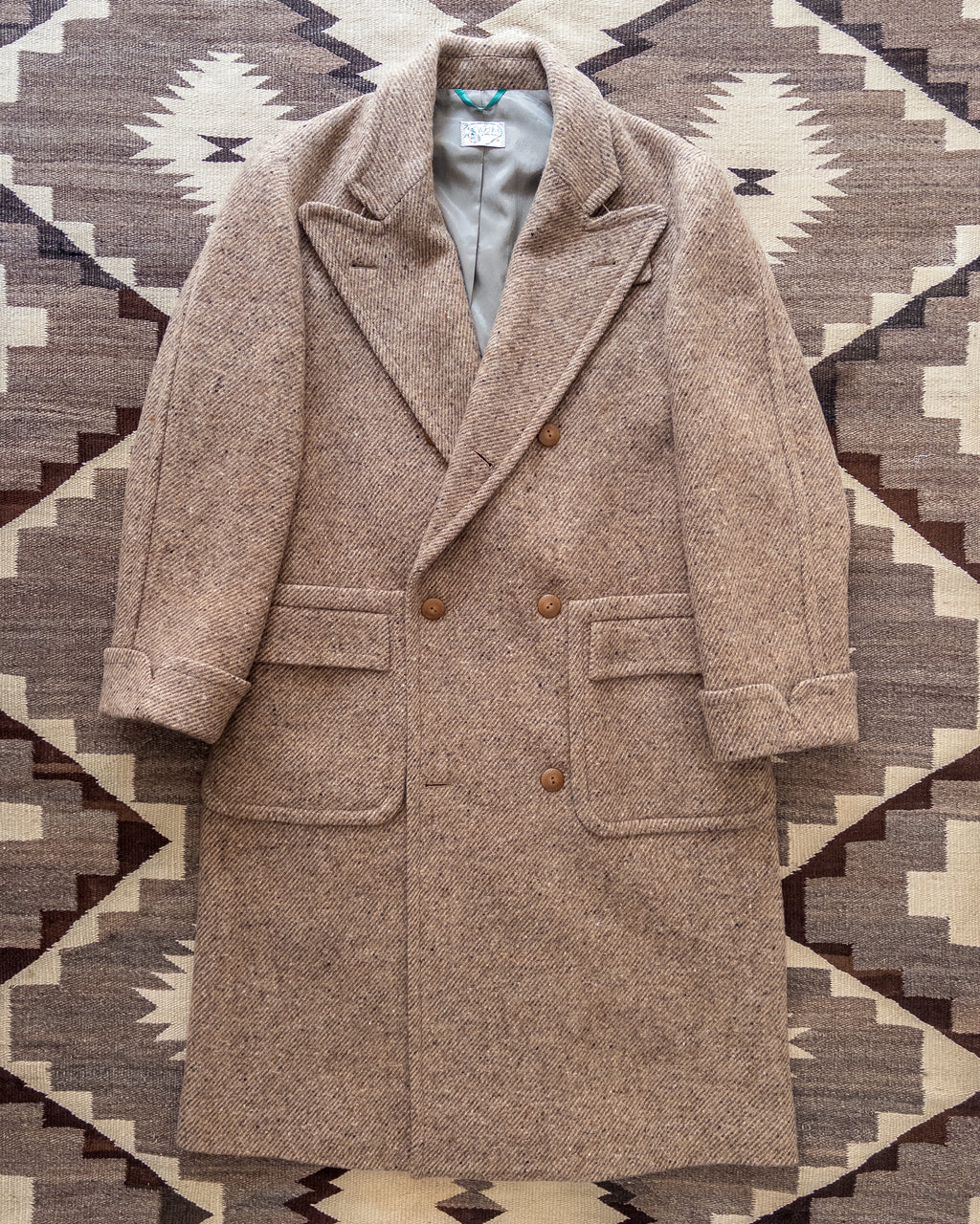 Polo Coat - Tan/Cream Alpaca Twill Tweed