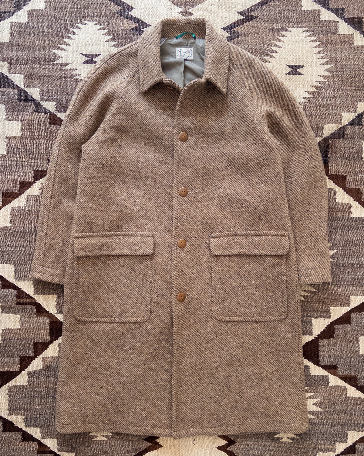 Raglan Overcoat - Tan/Cream Alpaca Twill Tweed