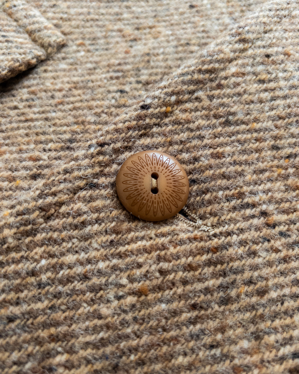 Raglan Overcoat - Tan/Cream Alpaca Twill Tweed