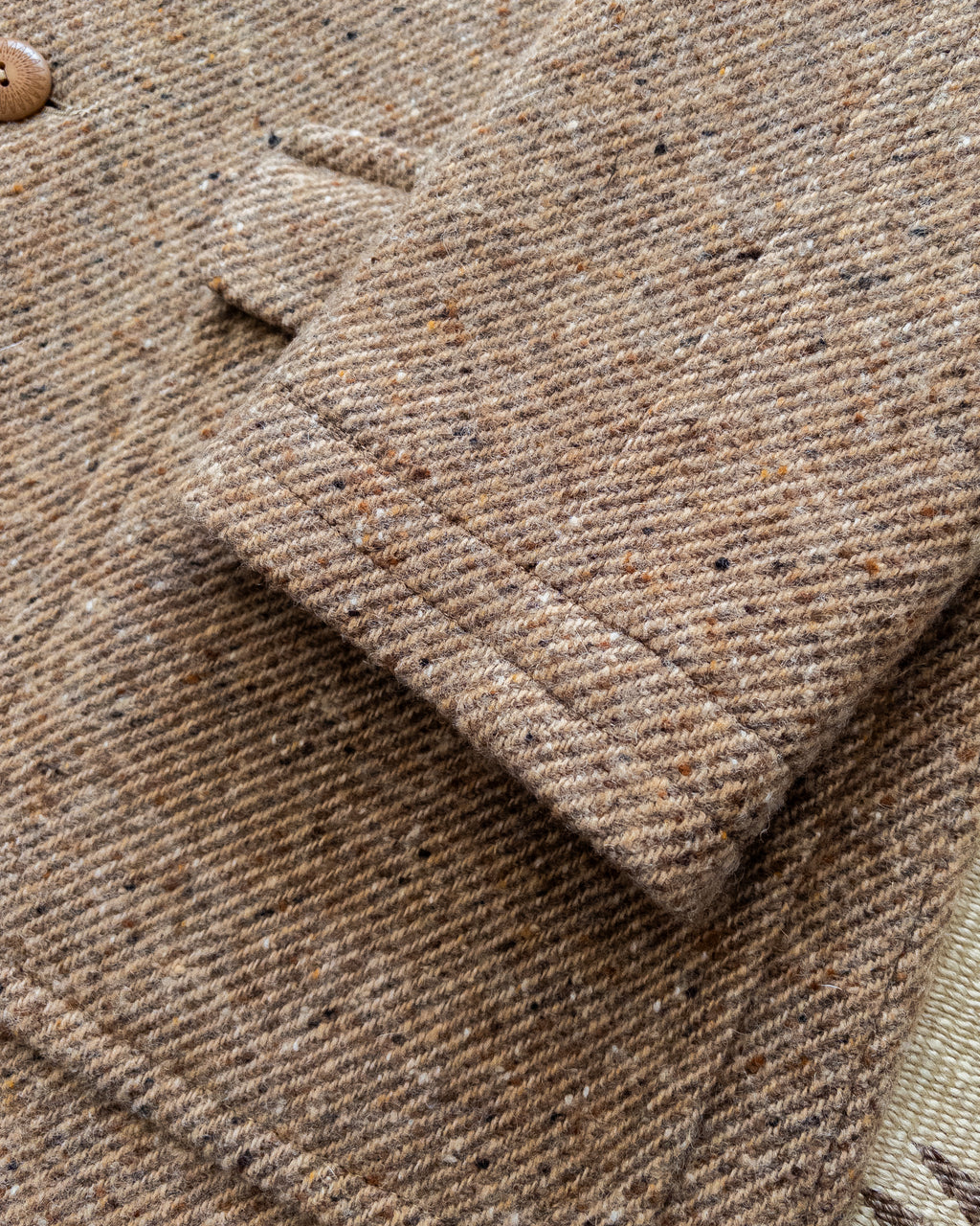 Raglan Overcoat - Tan/Cream Alpaca Twill Tweed