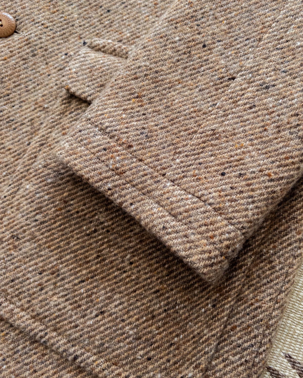 Raglan Overcoat - Tan/Cream Alpaca Twill Tweed