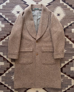 Shawl Collar Overcoat - Tan/Cream Alpaca Twill Tweed