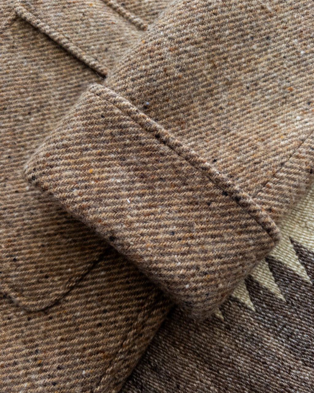 Shawl Collar Overcoat - Tan/Cream Alpaca Twill Tweed