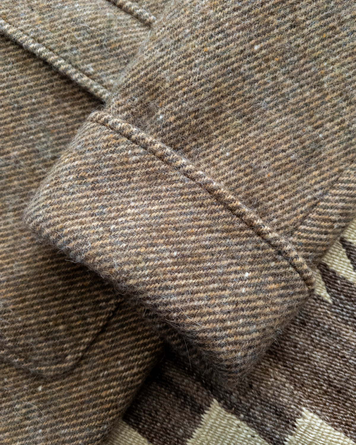 Shawl Collar Overcoat - Olive/Cream Alpaca Twill Tweed
