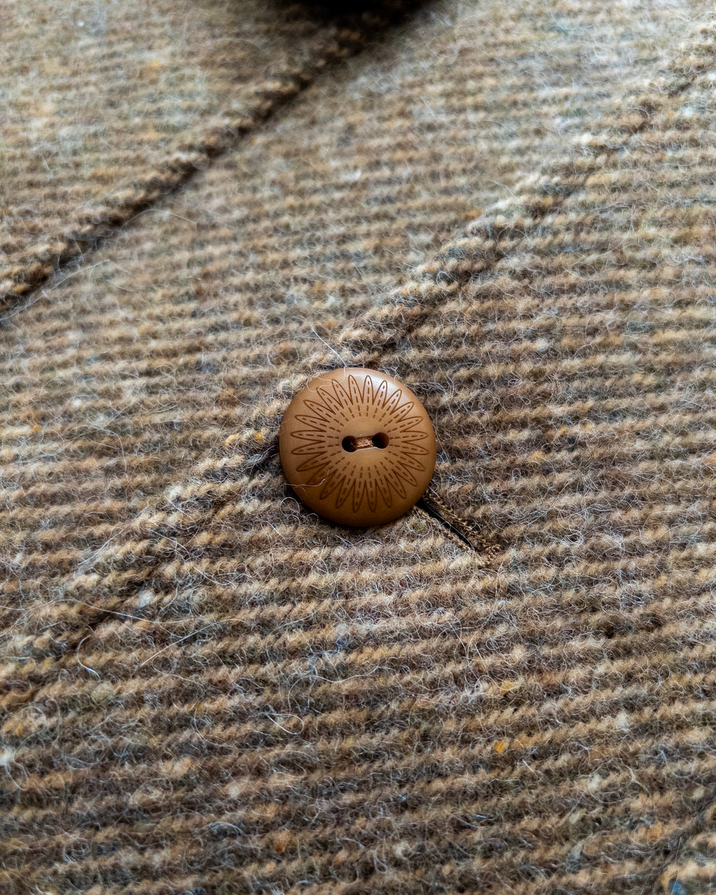 Shawl Collar Overcoat - Olive/Cream Alpaca Twill Tweed