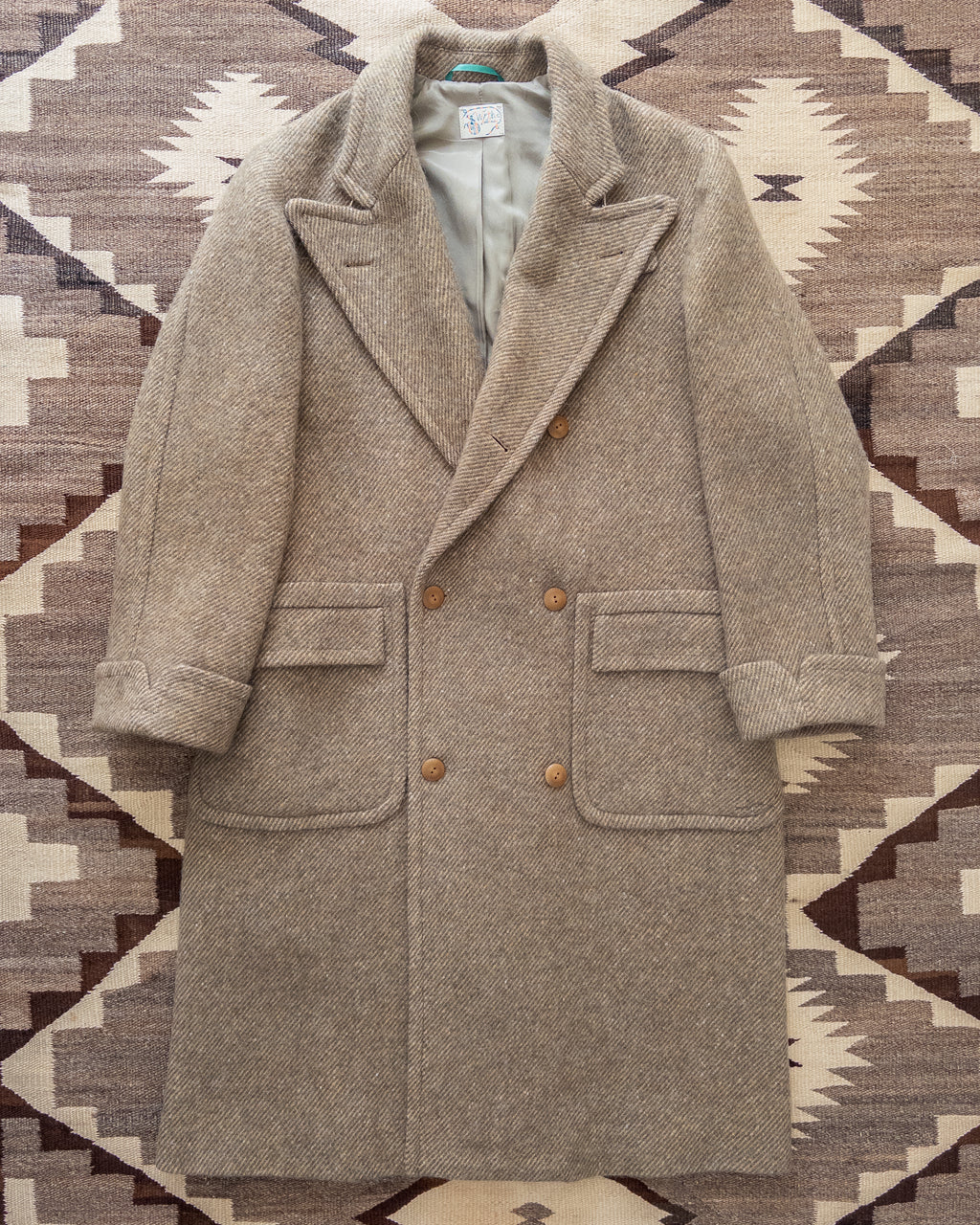 Polo Coat - Olive/Cream Alpaca Twill Tweed