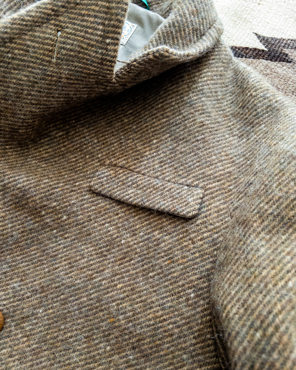 Polo Coat - Olive/Cream Alpaca Twill Tweed