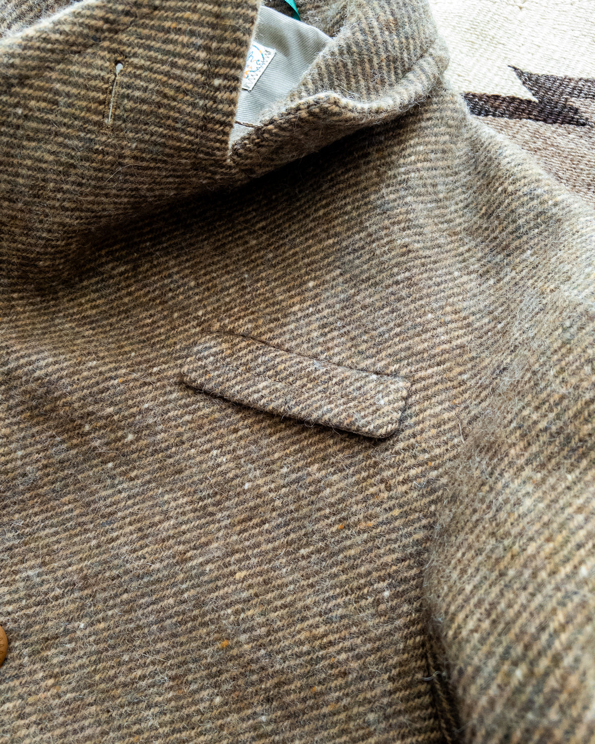 Polo Coat - Olive/Cream Alpaca Twill Tweed