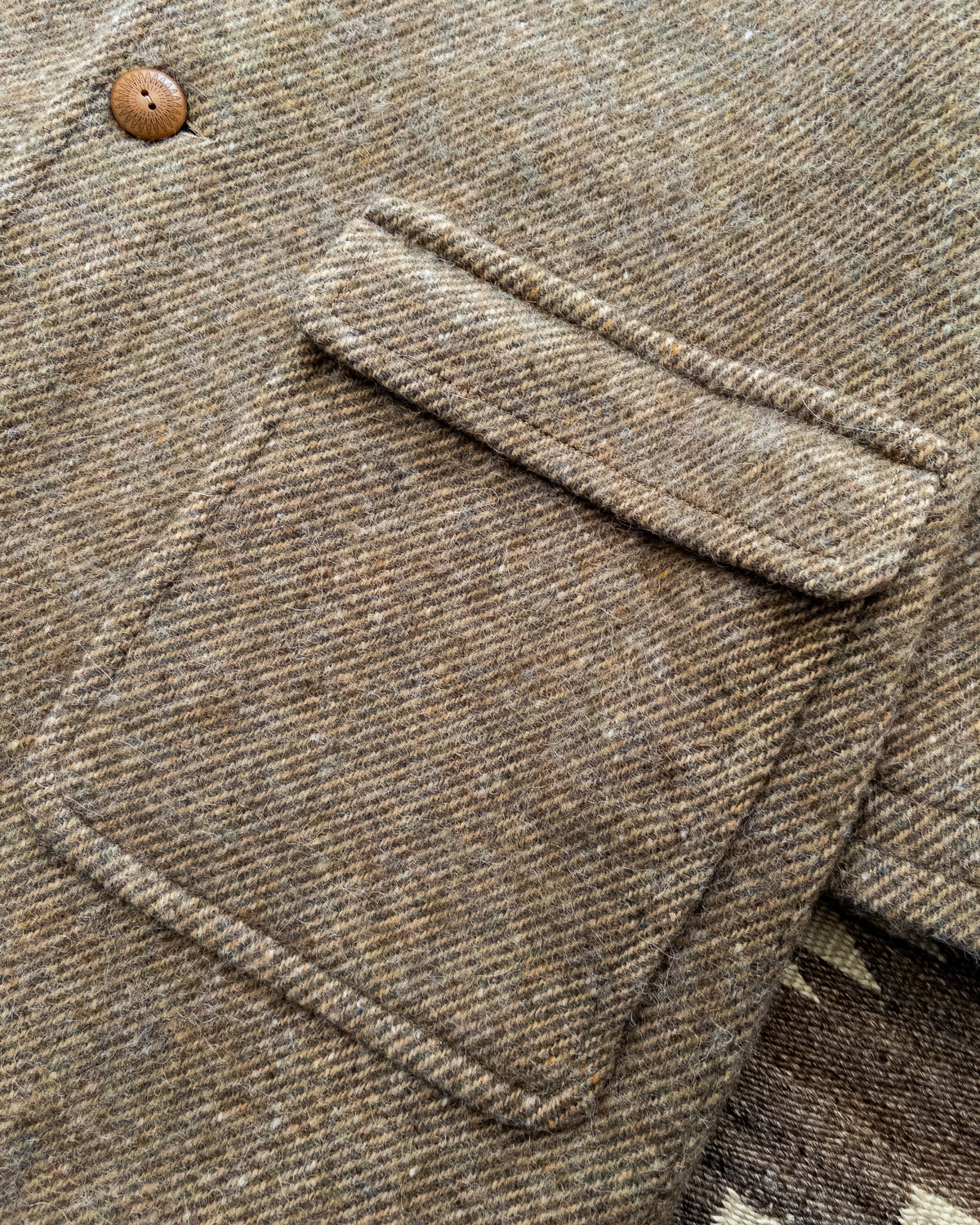 Raglan Overcoat - Olive/Cream Alpaca Twill Tweed