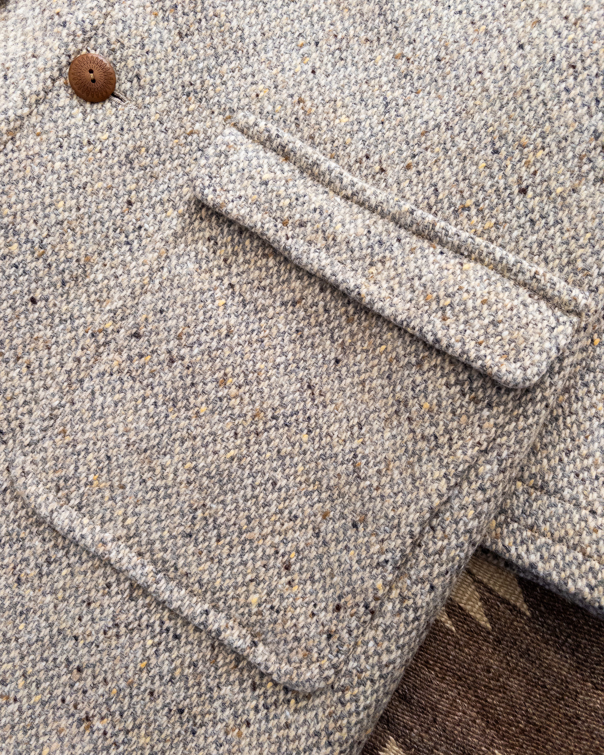 Raglan Overcoat - Warm Grey/Cream Broken Twill Tweed