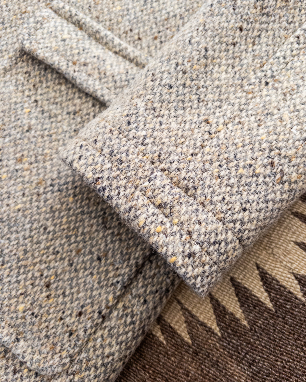 Raglan Overcoat - Warm Grey/Cream Broken Twill Tweed