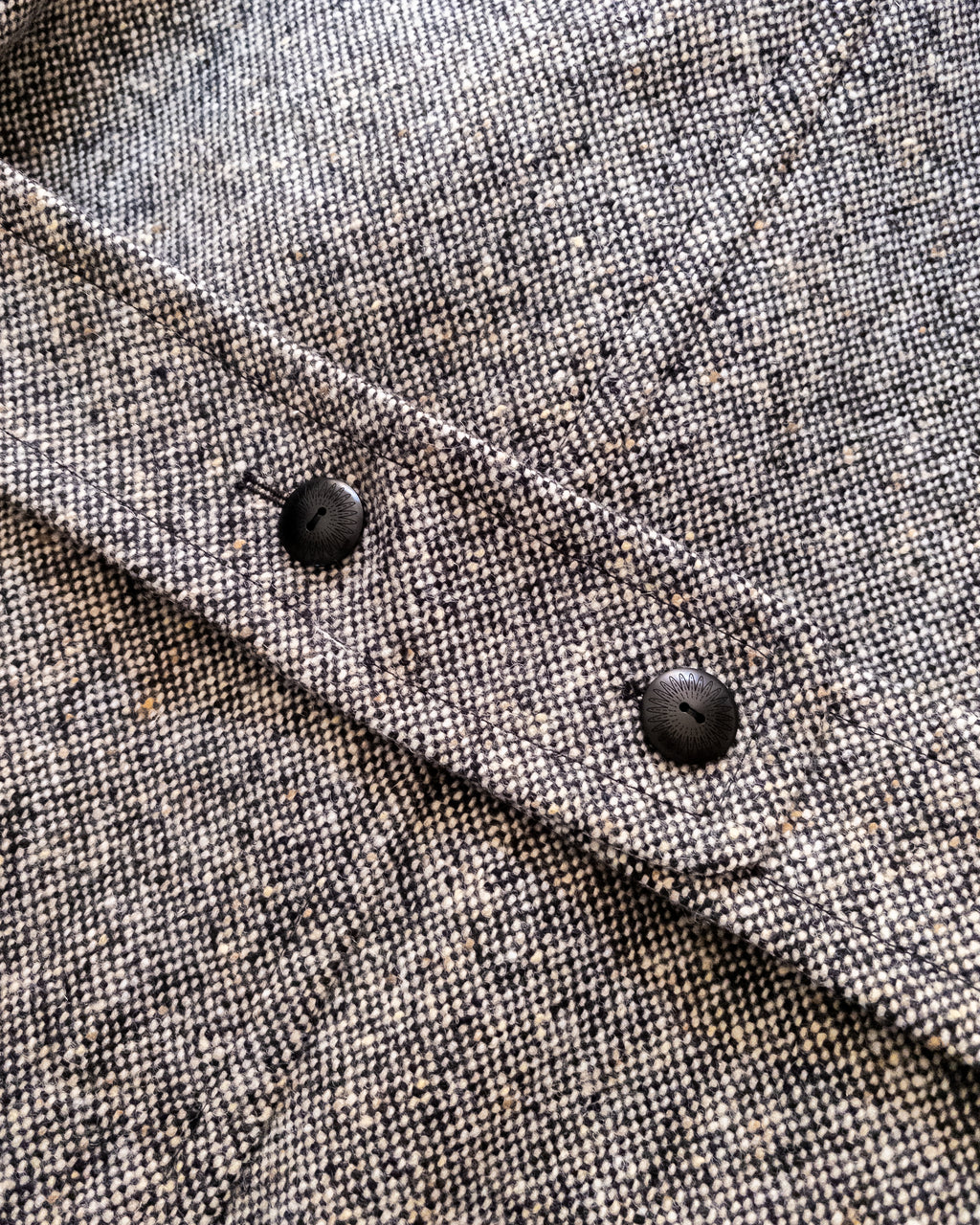 Polo Coat - Black/Cream Slub Donegal Tweed