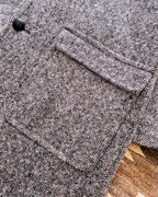 Raglan Overcoat - Black/Cream Slub Donegal Tweed