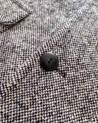 Raglan Overcoat - Black/Cream Slub Donegal Tweed