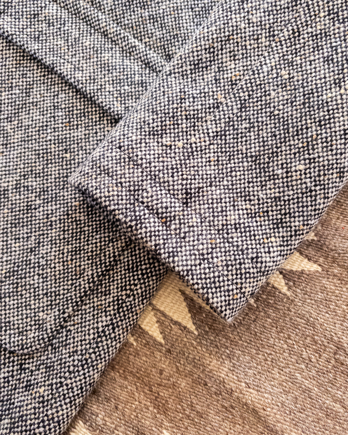 Raglan Overcoat - Black/Cream Slub Donegal Tweed