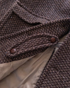 Raglan Overcoat - Grey/Brown Barleycorn Tweed