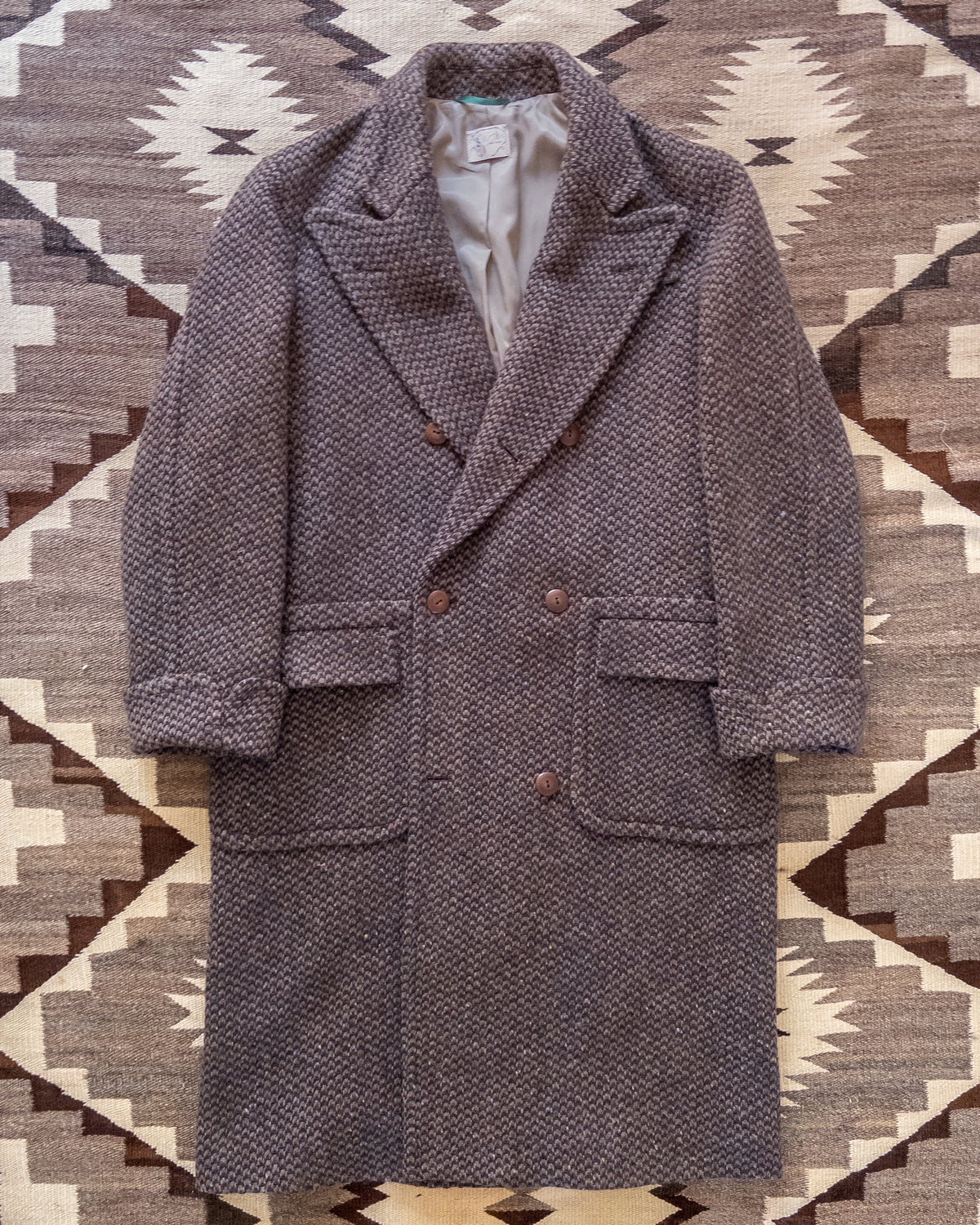 Polo Coat - Grey/Brown Barleycorn Tweed