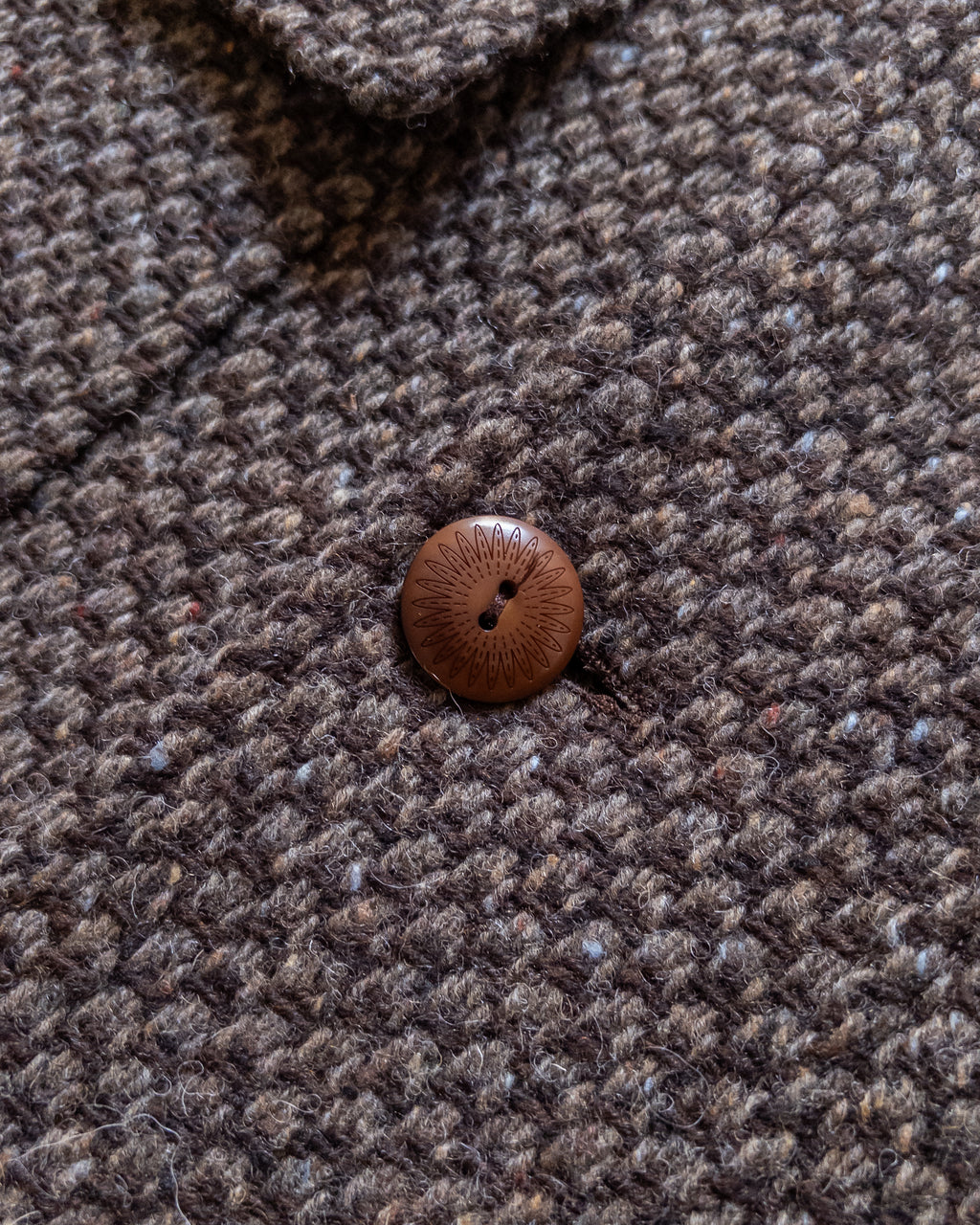 Shawl Collar Overcoat - Grey/Brown Barleycorn Tweed