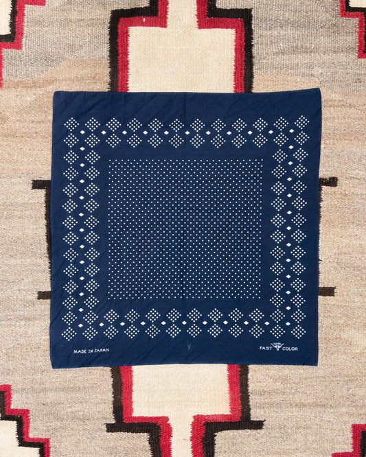 Indigo Discharge Selvedge Bandana - Indigo