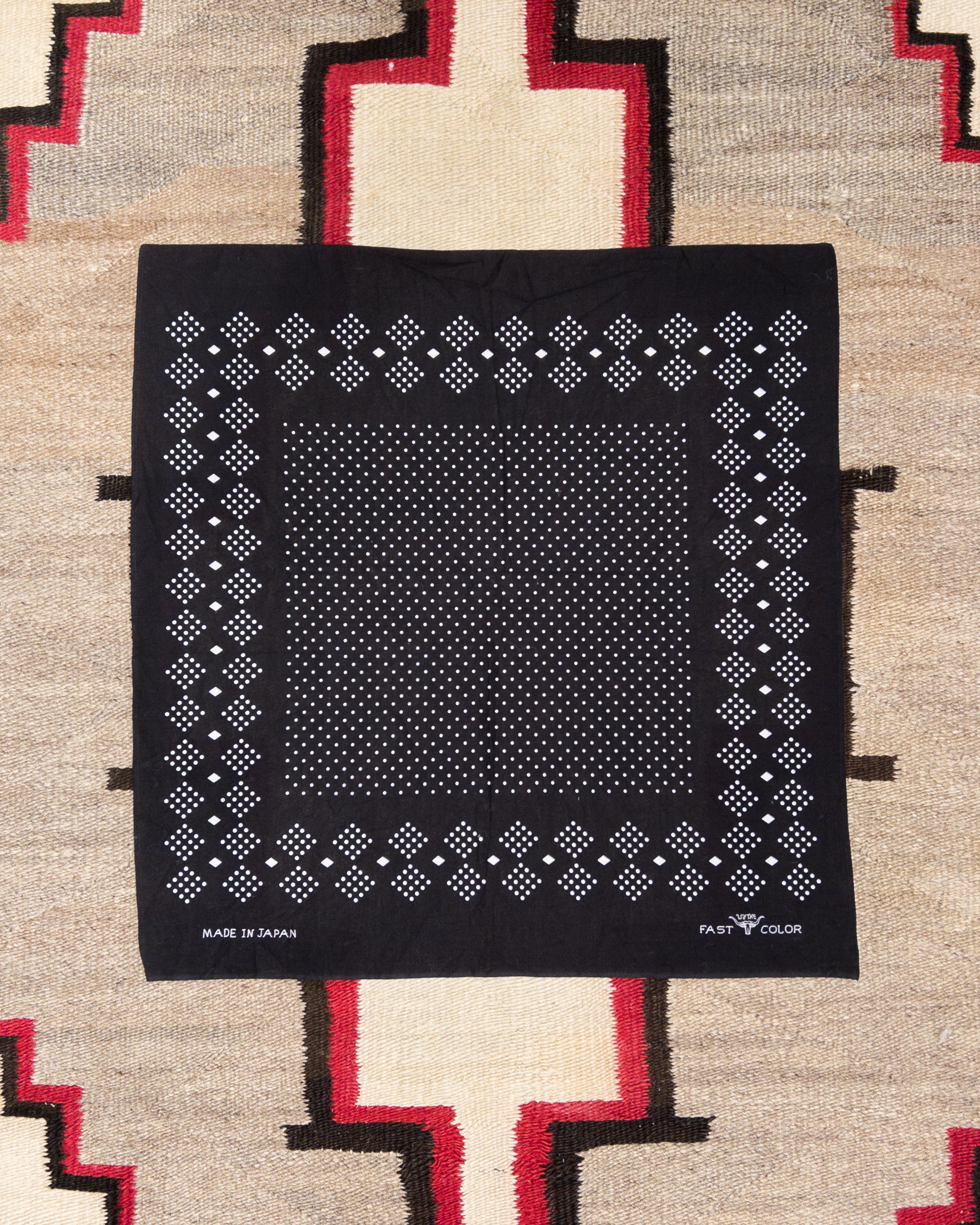 Indigo Discharge Selvedge Bandana - Black Overdye
