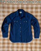 Indigo Yarn-Dyed Sateen Pearlsnap Shirt