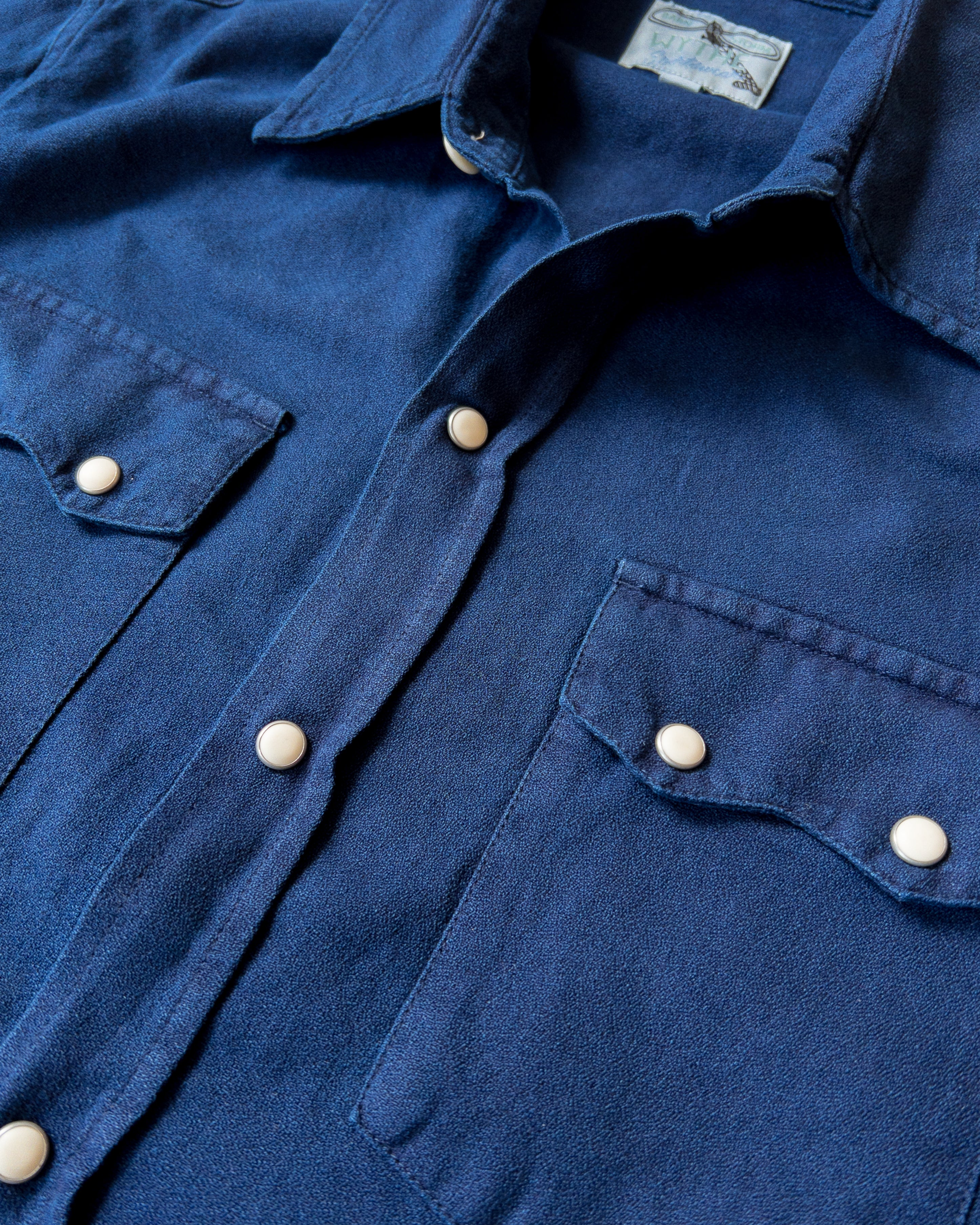 Indigo Yarn-Dyed Sateen Pearlsnap Shirt