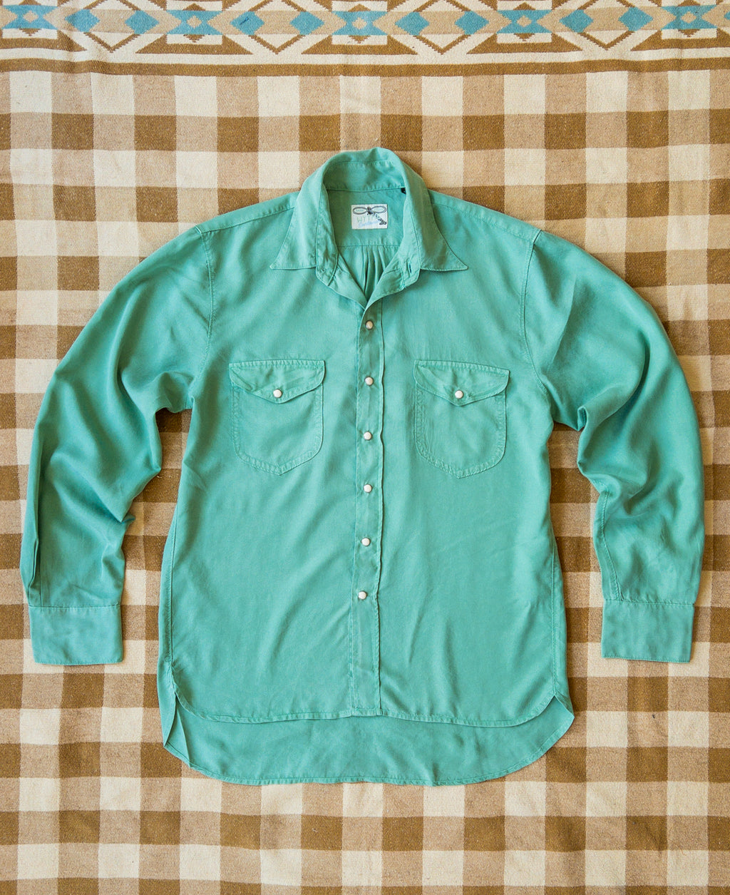 Tencel Gabardine Pearlsnap Shirt - Celadon