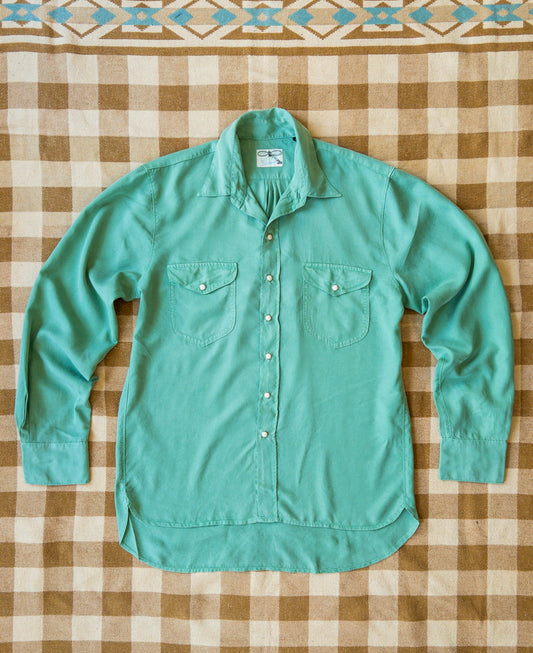 Tencel Gabardine Pearlsnap Shirt - Celadon