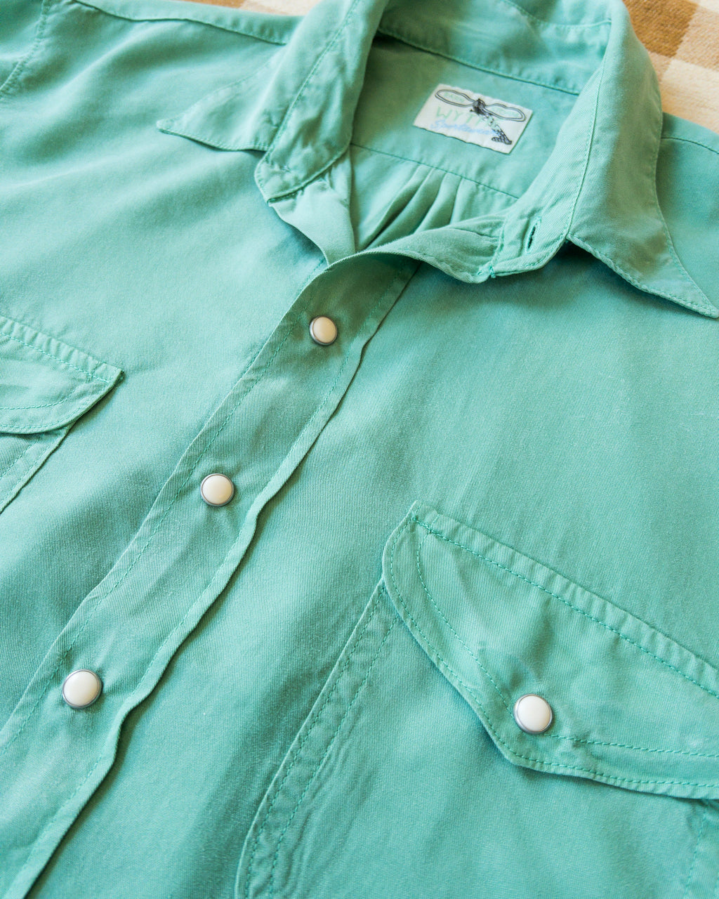 Tencel Gabardine Pearlsnap Shirt - Celadon