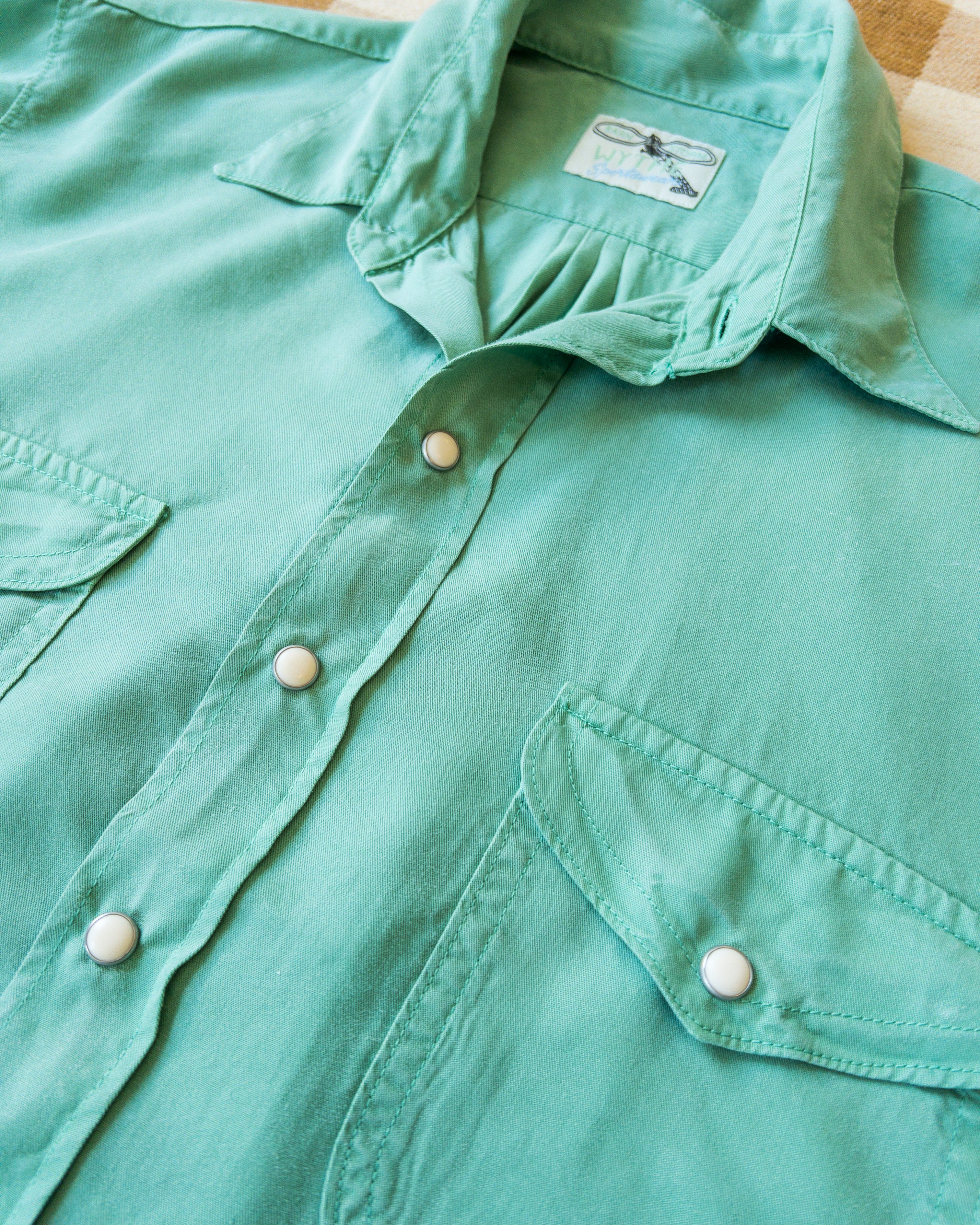 Tencel Gabardine Pearlsnap Shirt - Celadon