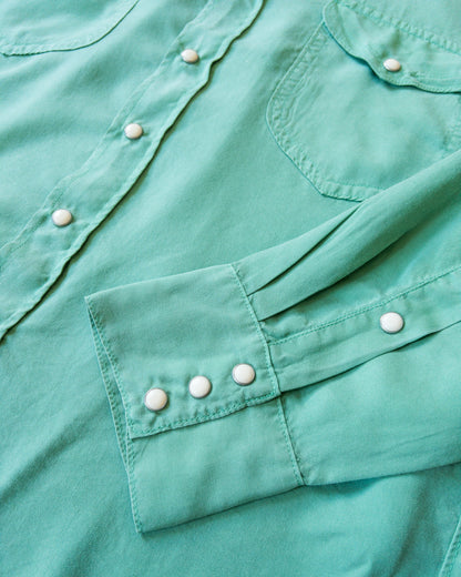 Tencel Gabardine Pearlsnap Shirt - Celadon