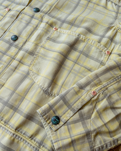 Printed Corral Plaid Tencel Ranch Jacket - Sunflower
