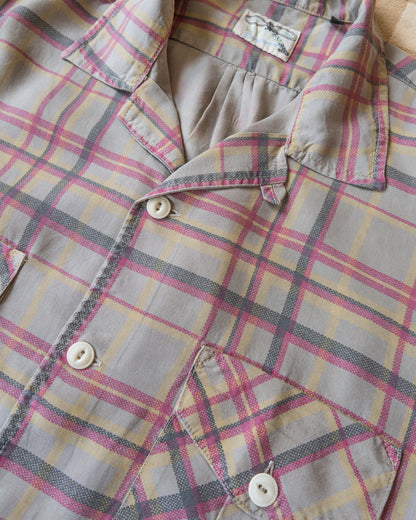 Printed Corral Plaid Tencel Patio Shirt - Nutmeg