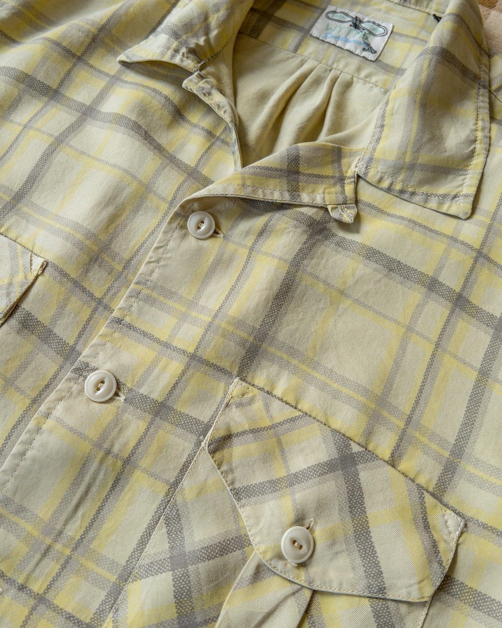 Printed Corral Plaid Tencel Patio Shirt - Sunflower