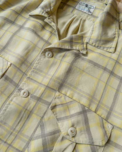 Printed Corral Plaid Tencel Patio Shirt - Sunflower