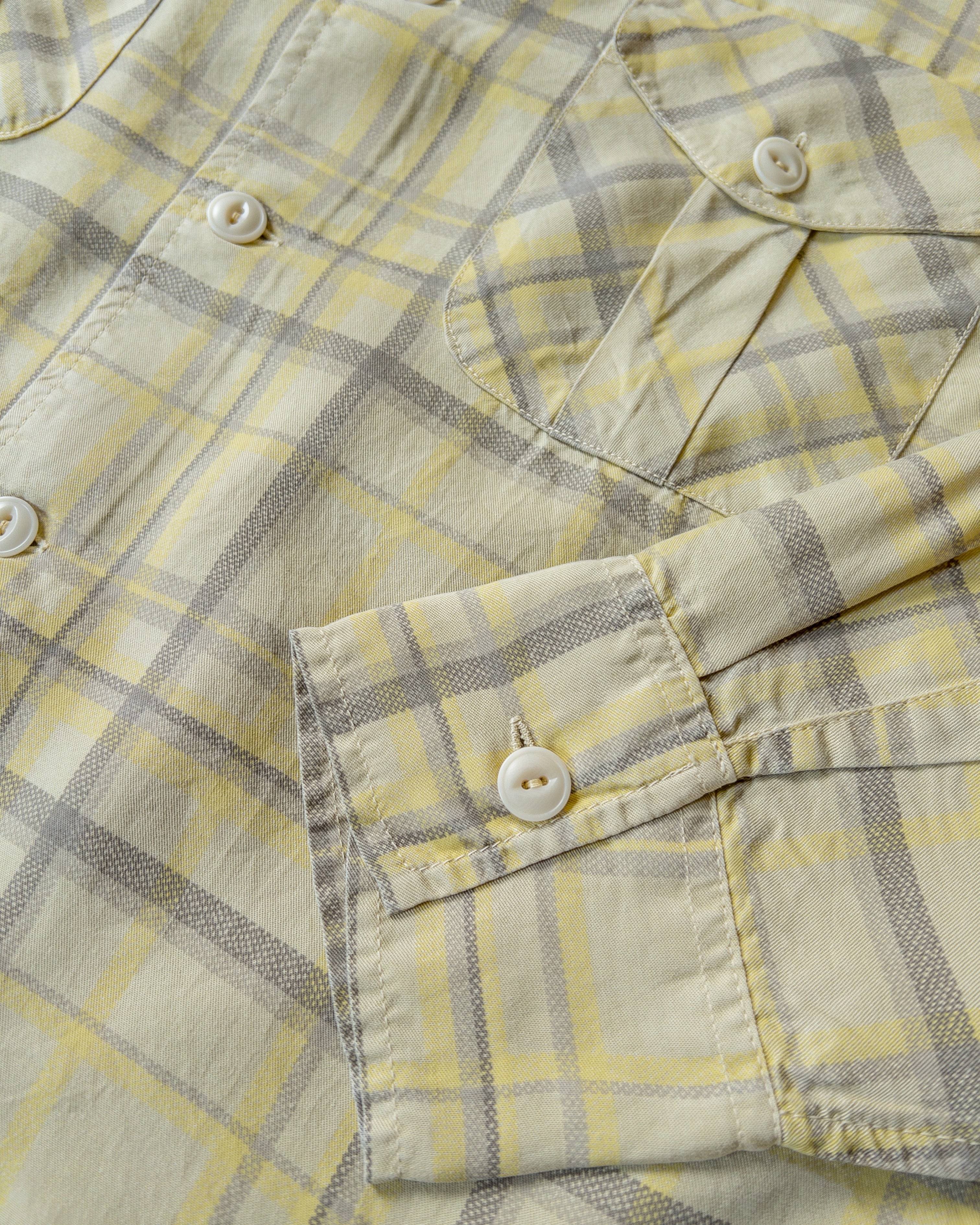Printed Corral Plaid Tencel Patio Shirt - Sunflower