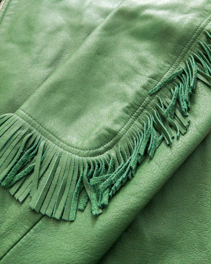 Mustang Fringe Leather Jacket - Green