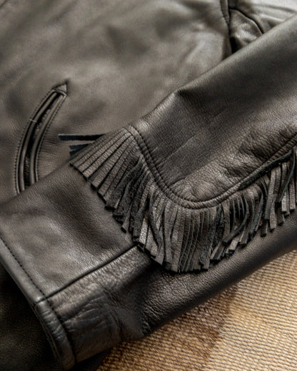 Mustang Fringe Leather Jacket - Black
