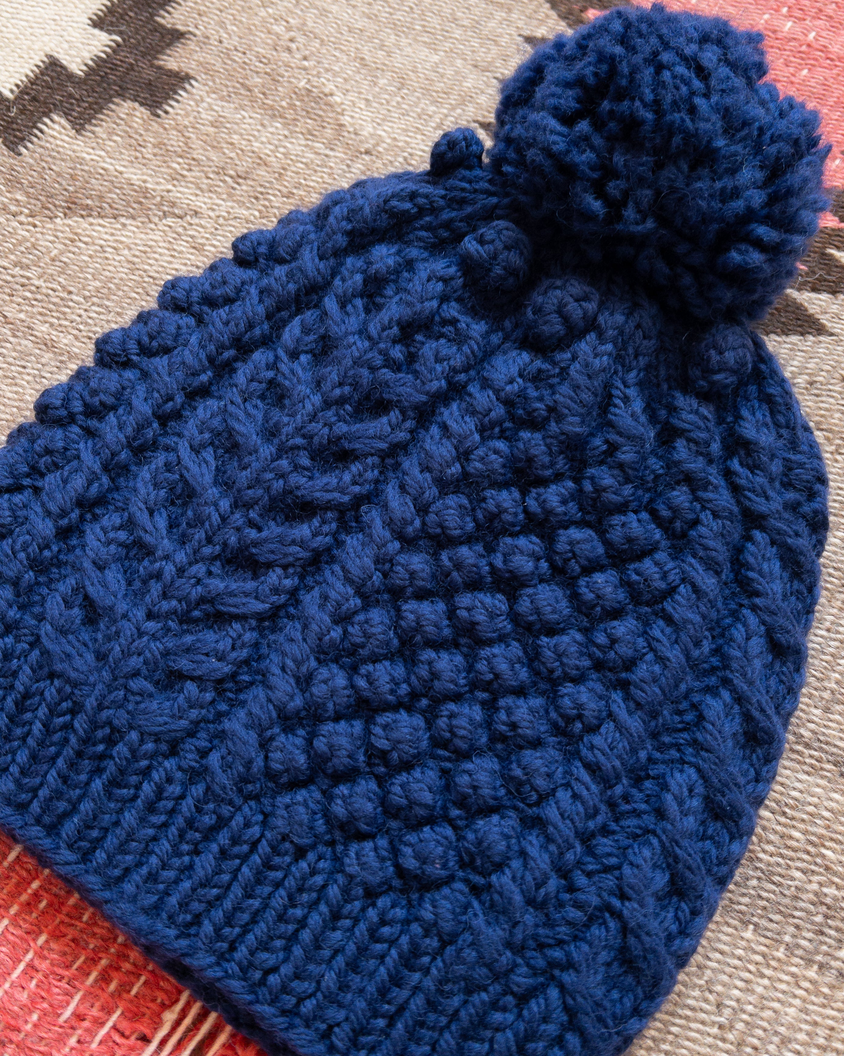Bramble Stitch Hand-knit Beanie - Royal Blue