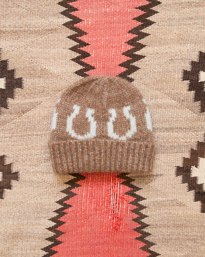 Alpaca Horseshoe Beanie - Dark Brown