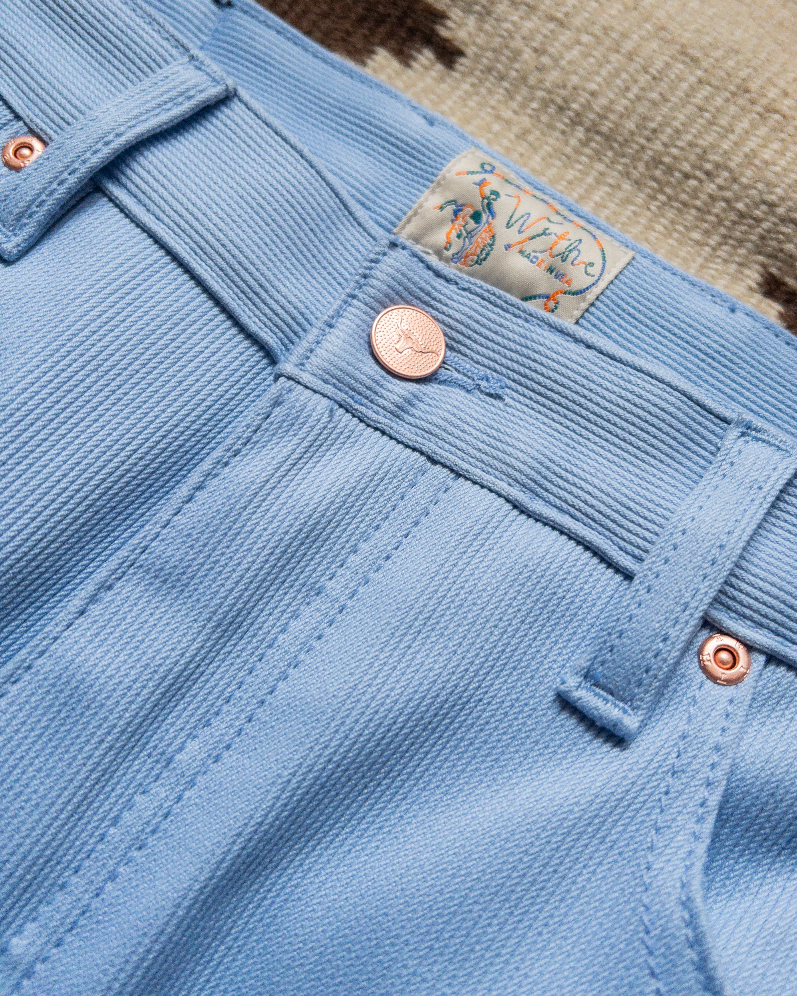 Bedford Cord Five Pocket Pants - Sky Blue - USA