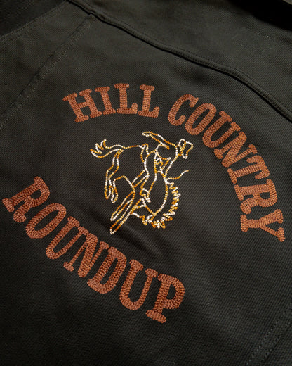 Embroidered Bedford Cord Ranch Jacket - Black